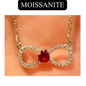 MOISSANITE 0.64 CTW Red & White Infinity Necklace, NWT
